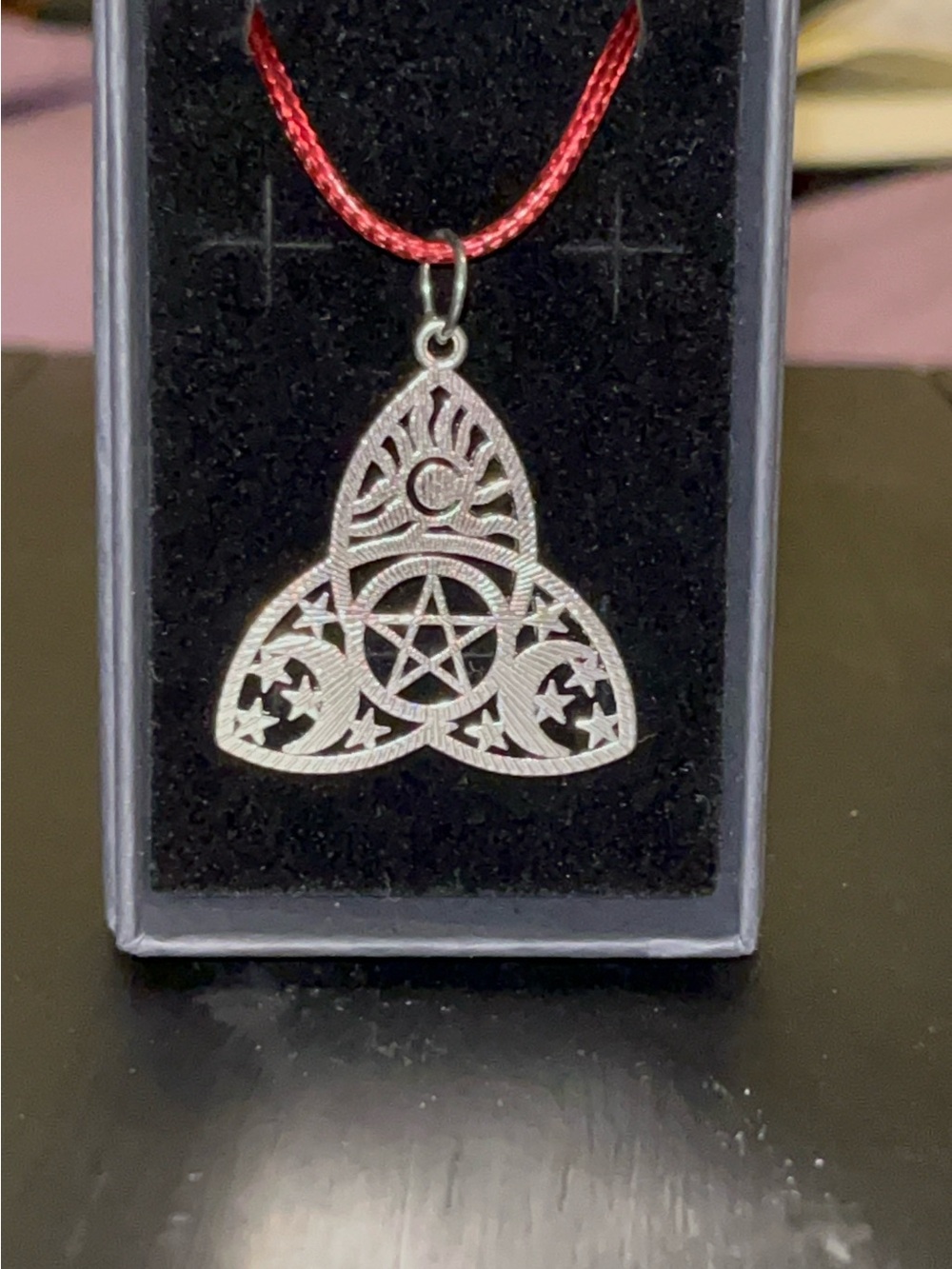 Silver Triquetra Pentagram Pendant Necklace - Silver